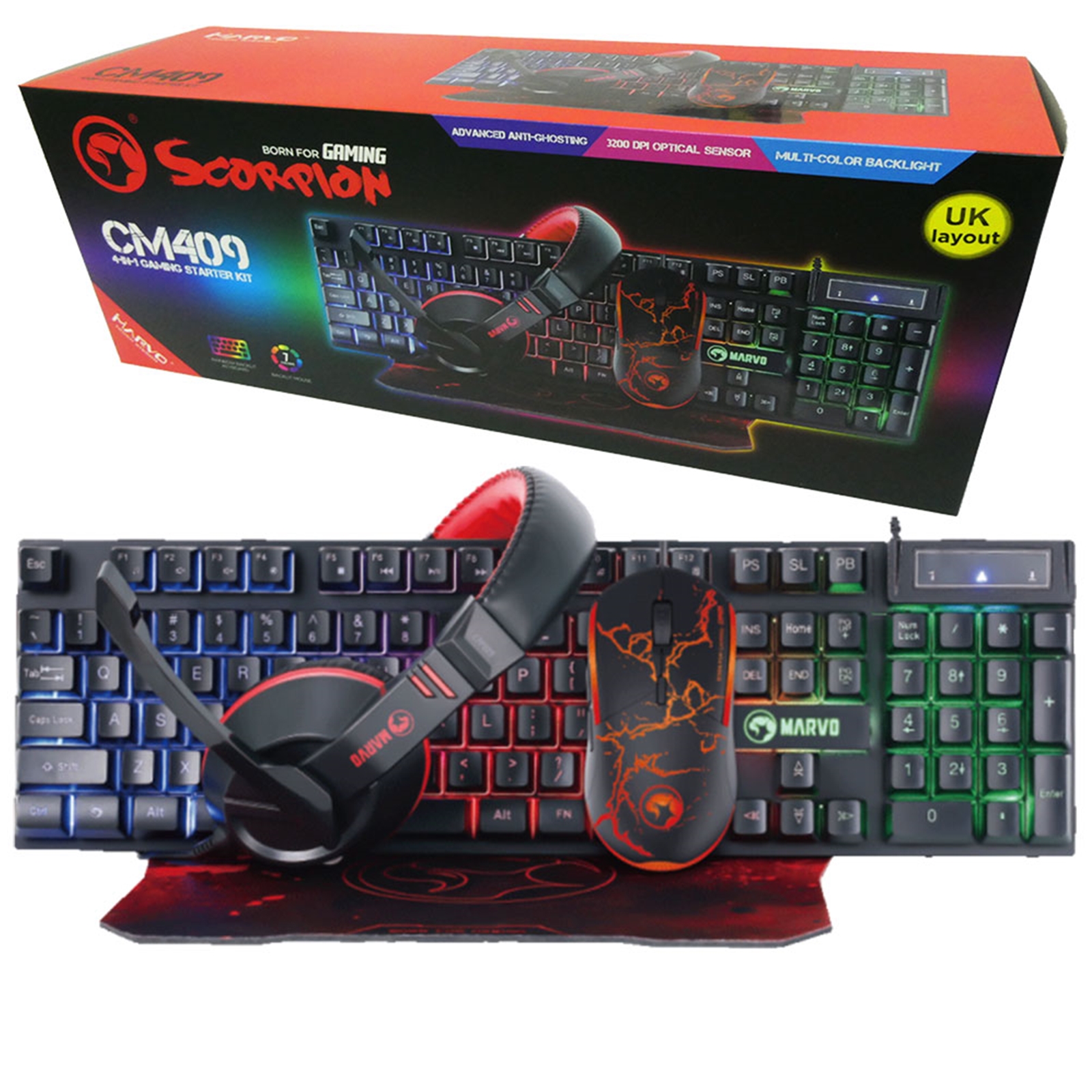  Marvo Scorpion CM409-UK 4-in-1 Gaming Bundle